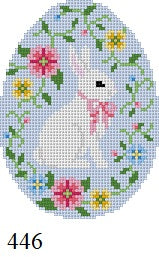  Bunny In Flower Vine, 4" Egg - 18 mesh