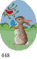  Rabbit with  Cardinal, 4" Egg - 18 mesh