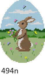  Rabbit with  Butterflies, 4" Egg - 18 mesh