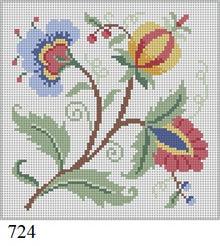  Crewel Floral I, 5" Square - 18 mesh