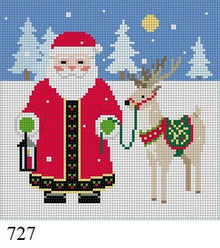  Stitch Guide - Santa With Reindeer, 5" Square - 18 mesh