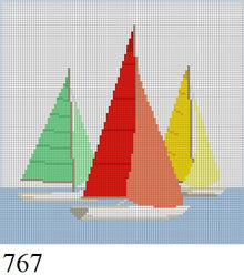  Resting Sailboats, 6" Square - 18 mesh