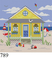  Yellow Beach Cottage, 6.25" Square - 18 mesh