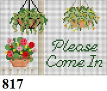  Hanging Baskets,  "Please Come In", Sign - 13 mesh