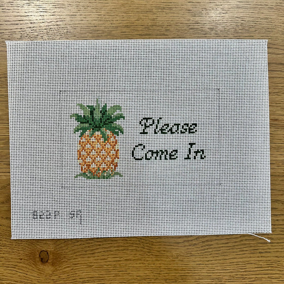 "Please Come In", Pineapple, Sign - 13 mesh