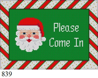 Santa Face, "Please Come In", Sign - 13 mesh