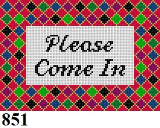 "Welcome" Harlequin, Sign - 13 mesh