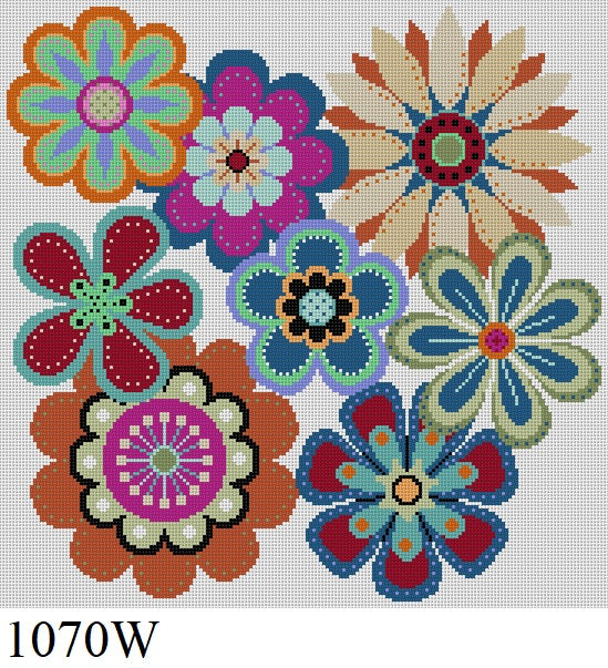 Flowers Pop without Background, 14" Square - 13 mesh