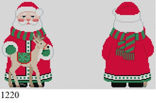  Long Red Coat Santa and Reindeer, 2 sided - 18 mesh
