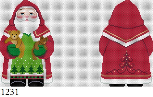 Tree Coat Santa with Teddies - 18 mesh
