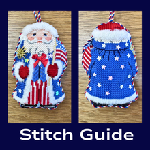  Stitch Guide - Stars and Stripes Santa, 2 Sided - 18 mesh
