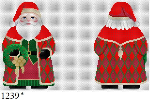 Santa with Wreath, 2 Sided - 18 mesh