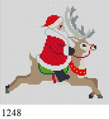  Santa Riding Reindeer,  Ornament - 18 mesh