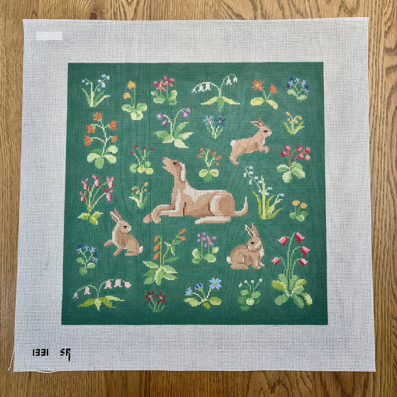 Cluny Rabbits and Hound, Chair Seat - 13 mesh