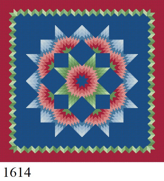 Carnation Star, Dark 14" Quilt - 13 mesh