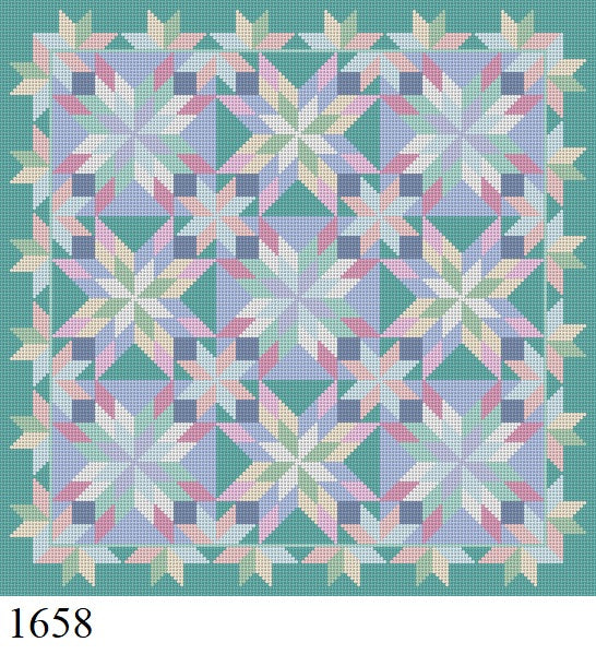 Beach Glass Starburst, Quilt - 13 mesh