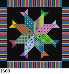  Pinwheel Fish, bright, Quilt - 13 mesh