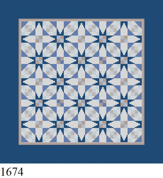 Cathedral, Blues, Quilt - 13 mesh