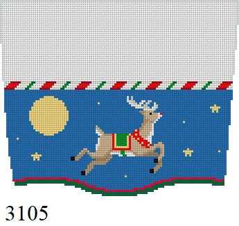 Stocking Cuff, Flying Reindeer