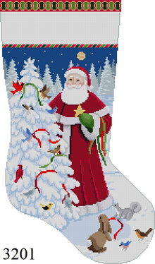  Santa, Decorating Bird Tree, Stocking