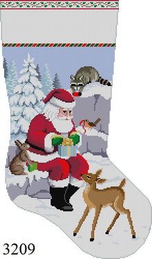  Santa and Animals Wrapping Presents, Stocking