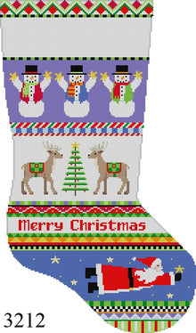 Bold Stripe Reindeer and Flying Santa, Stocking