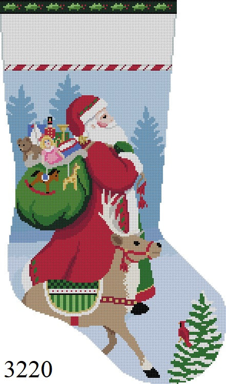 Tasseled Santa and Reindeer, Stocking