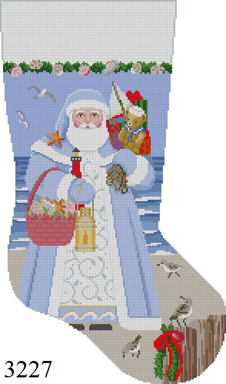 Nautical Santa, Blue, Stocking