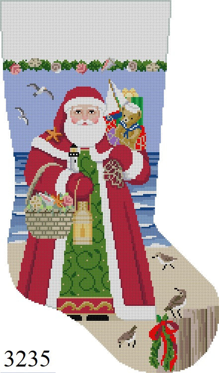 Nautical Santa, Red, Stocking