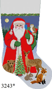  Santa with  Baby Forest Animals, Stocking
