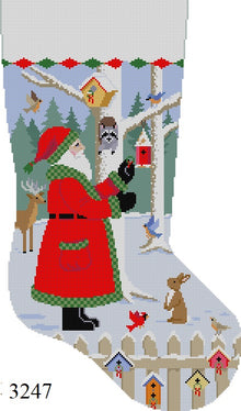  Santa With Bird Wreaths, Stocking