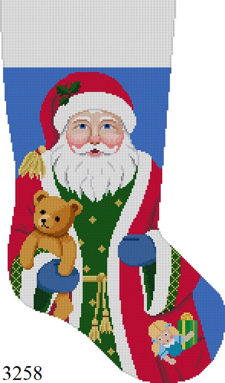 Santa with  Bear, Stocking