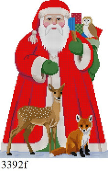  Santa with  Baby Forest Animals, Tree Topper - Front