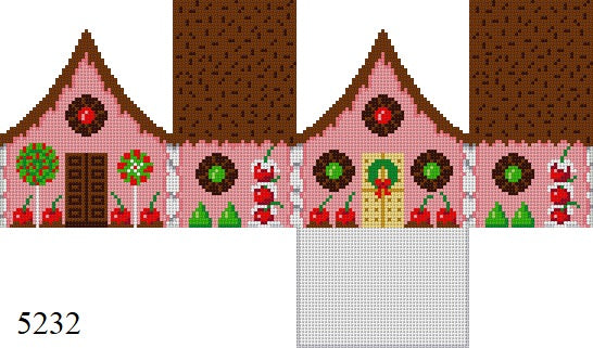 Stitch Guide - Chocolate Sprinkles and Cherries, 3D Gingerbread House - 18 mesh