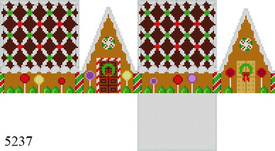 Stitch Guide - Chocolate Trellis A-Frame, 3D Gingerbread House - 18 mesh