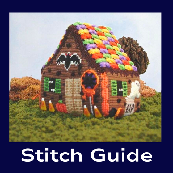 Stitch Guide - Halloween, 3D Gingerbread House - 18 mesh