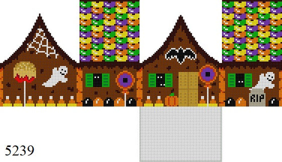 Stitch Guide - Halloween, 3D Gingerbread House - 18 mesh