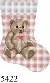  Gingham Teddy, Pink, Mini Stocking