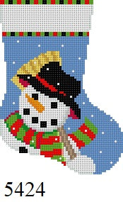  Snowman, broom, Mini Stocking