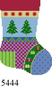  Patchwork ChristmasTrees,  Mini Stocking