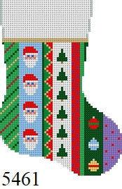  Santa, Vertical, Stripe, Mini Stocking