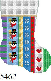  Snowman, Vertical Stripe, Mini Stocking