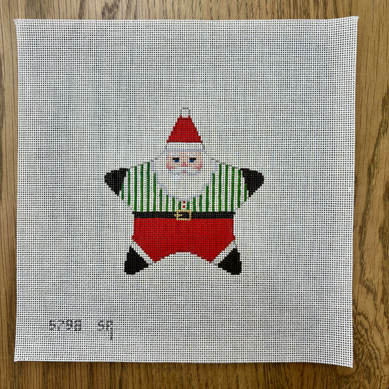 Star, Santa, Green Stripe Shirt