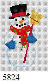  Snowman with  Broom, Ornament - 18 mesh