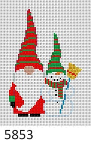 Gnome with  Snowman, Ornament - 18 mesh