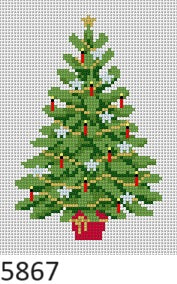  Mini Tree, Candles and Stars, Ornament - 18 mesh