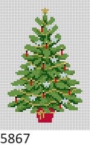 Mini Tree, Candles and Stars, Ornament - 18 mesh