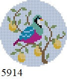 Partridge in Pear Tree, 2.5" Round - 18 mesh