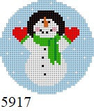 Snowman Looking Up 2.5" Round - 18 mesh