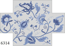  Crewel Floral, Blues, Brick Cover - 13 mesh